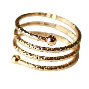 4055 NWOP Goldtone Simple Spiral Ring Snake Coil Wrap Size 6